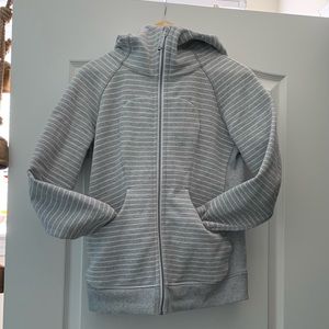 Like new Lululemon Scuba Hoodie Grey/Wh Stripe Sz6